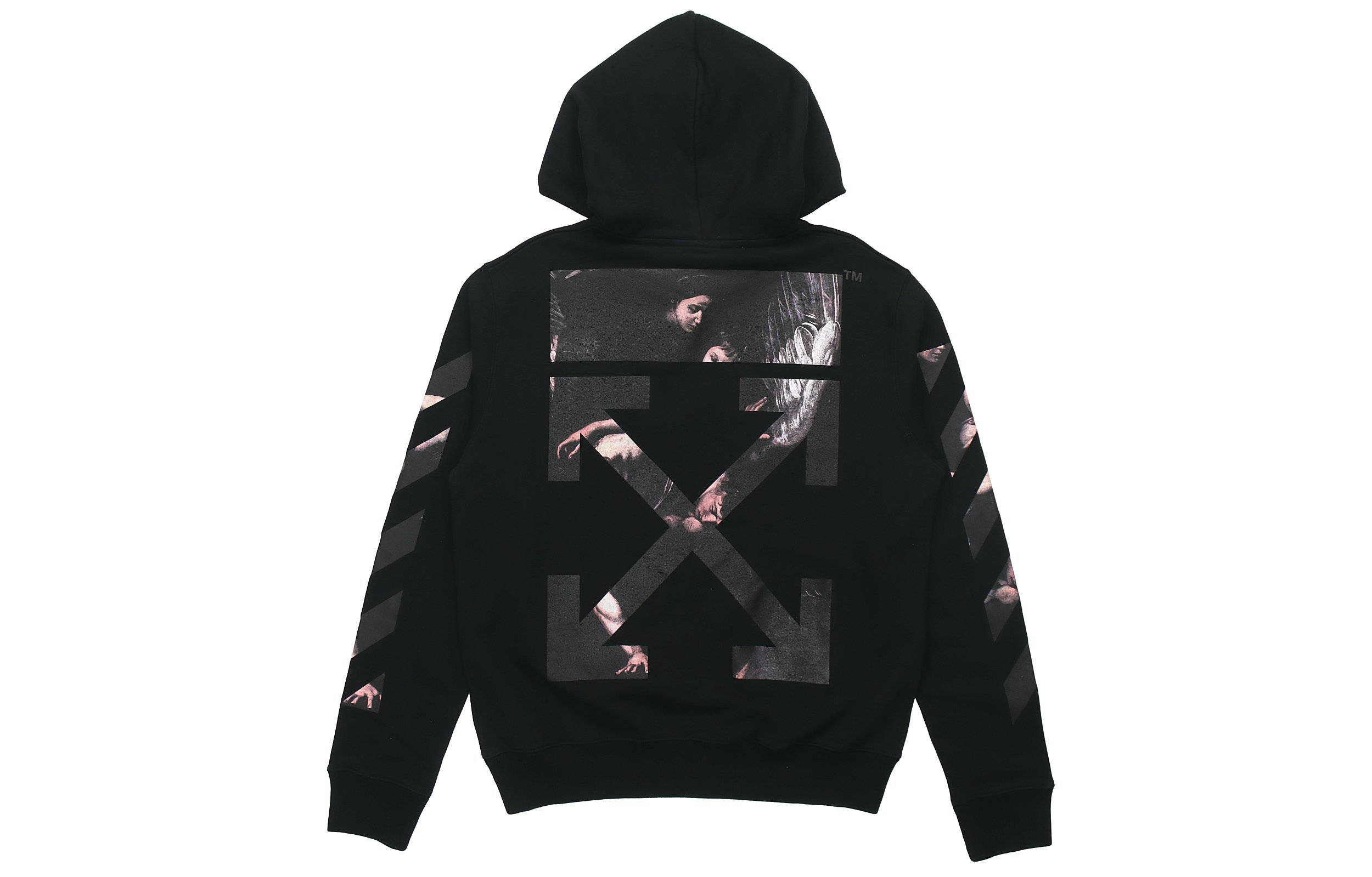 OFF-WHITE SS20 Black Hoodie with Back Arrow Print OMBB034S20E300041088