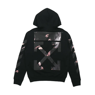 OFF-WHITE SS20 Black Hoodie with Back Arrow Print OMBB034S20E300041088