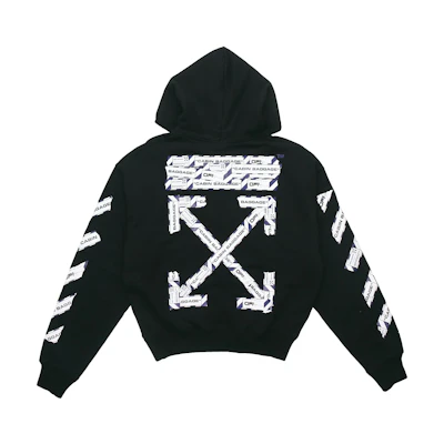 OFF-WHITE SS20 Black Loose-Fit Arrow Print Hoodie for Men OMBB037S20E300031088