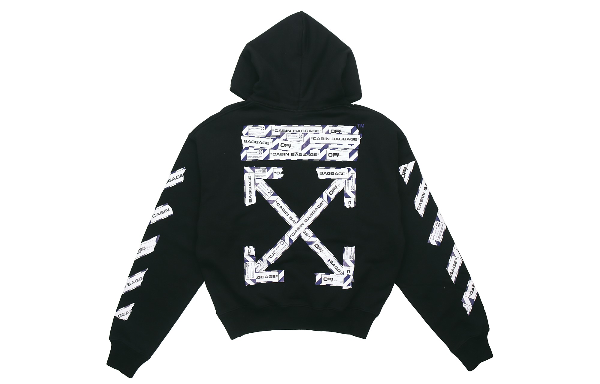 Order Hoodie OFF-WHITE SS20 Pria Hitam Loose-Fit dengan Desain Arrow Print. OMBB037S20E300031088