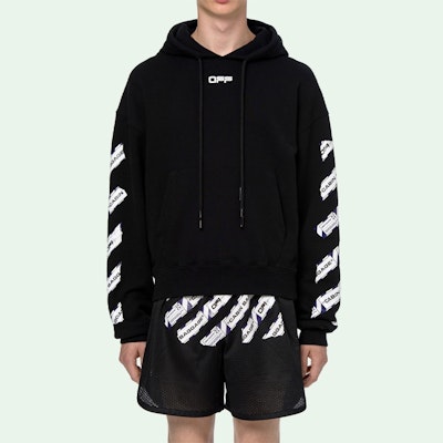 Hoodie OFF-WHITE SS20 Pria Hitam Loose-Fit dengan Desain Arrow Print. OMBB037S20E300031088 Shop Hoodie OFF-WHITE SS20 Pria Hitam Loose-Fit dengan Desain Arrow Print. OMBB037S20E300031088