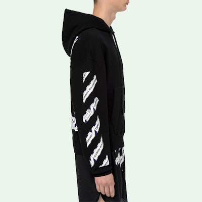 Hoodie OFF-WHITE SS20 Pria Hitam Loose-Fit dengan Desain Arrow Print. OMBB037S20E300031088 Sizing Hoodie OFF-WHITE SS20 Pria Hitam Loose-Fit dengan Desain Arrow Print. OMBB037S20E300031088