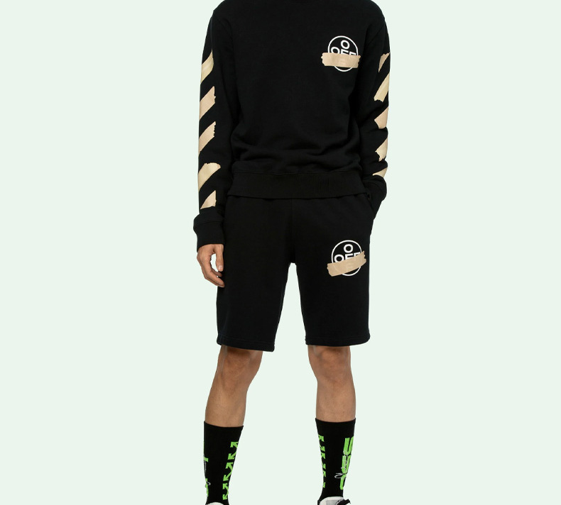 Lookbook OFF-WHITE SS20 黑色膠帶箭頭圓領長袖上衣 OMBA025R20E300021048