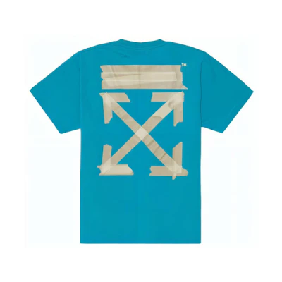 OFF-WHITE SS20 Blue Tee with Gold Foil Arrows Patch Design OMAA038R201850023948