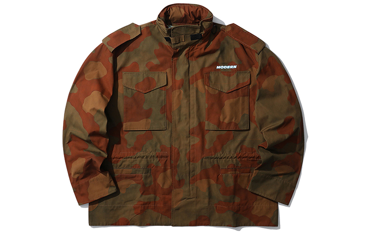 Off-White SS20 Camouflage Print Long Sleeve Field Jacket Red Camo 0MEL010S203620209900