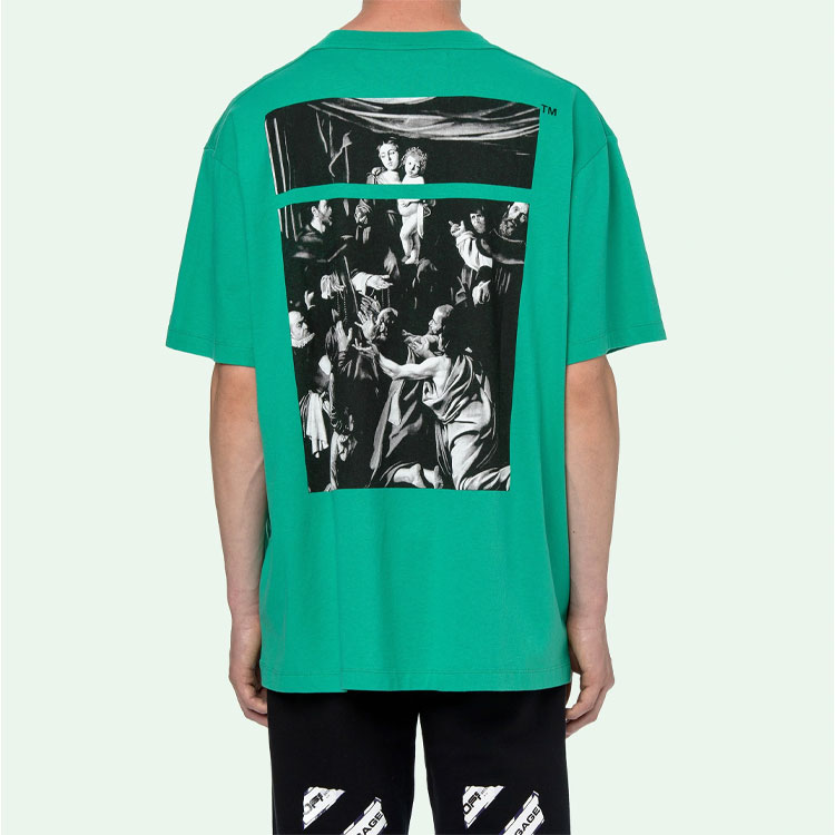 OFF-WHITE SS20 Caravaggio Square Graphic Tee Green Loose Fit OMAA038S201850054488 圖 4