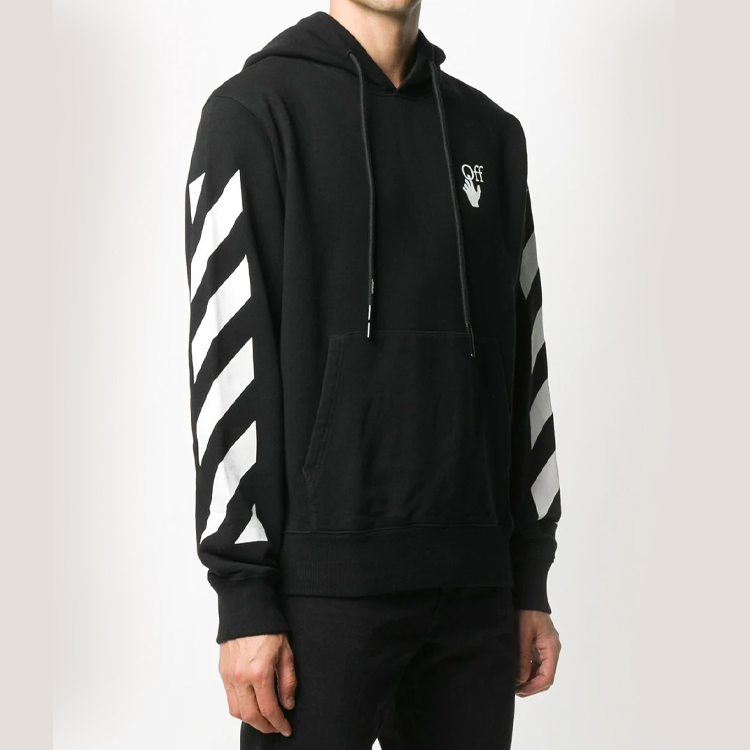 OFF-WHITE SS20 Diagonal Print Hoodie Regular Fit Black () OMBB034F20FLE0091001 圖 4