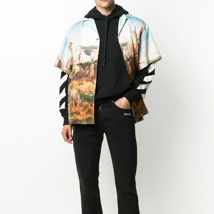 OFF-WHITE SS20 Diagonal Print Hoodie Regular Fit Black () OMBB034F20FLE0091001 圖 6