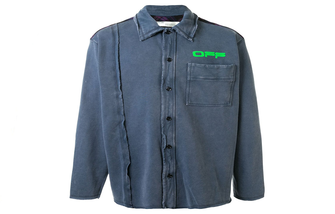 Order OFF-WHITE SS20 仿舊徽標牛仔襯衫 藍色 OMGA102R20E300083245