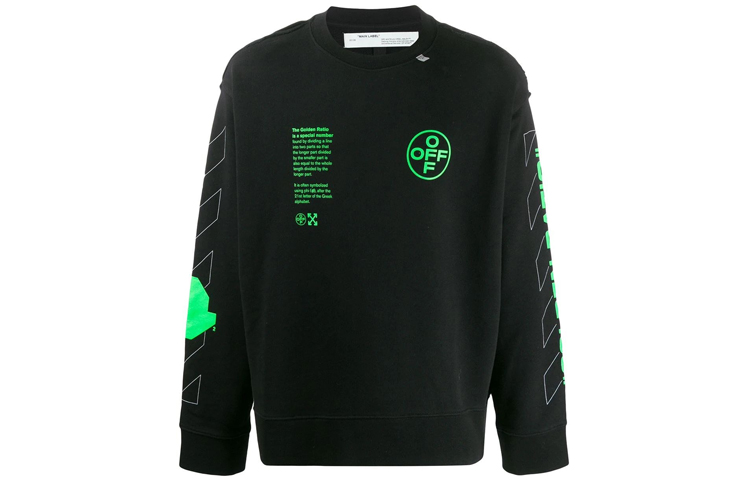 Off-White SS20 Fluorescent Green Arrow Print Long Sleeve Tee Black OMBA037R20E300061045
