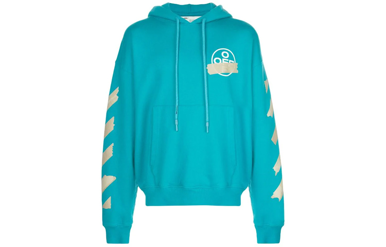 Off-White SS20 Gold Foil Arrow Hoodie Sky Blue OMBB037R20E300023948