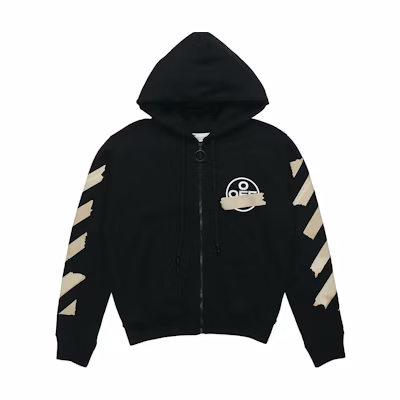 OFF-WHITE SS20 Gold Tape Arrow Print Hoodie Black OMBE001R20E300021048