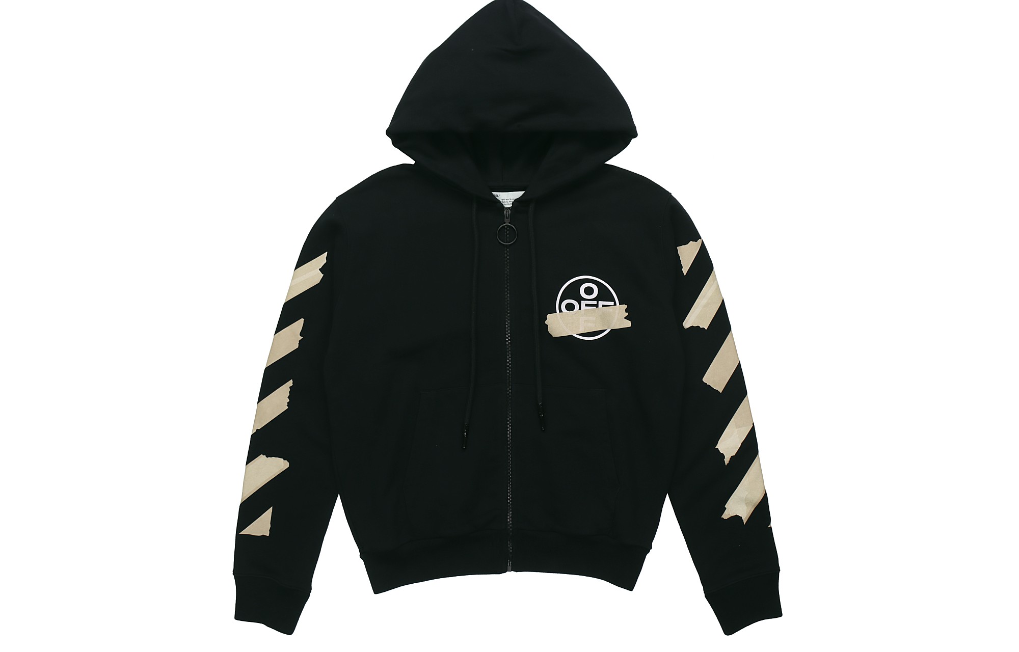 Order OFF-WHITE SS20 Hoodie Hitam Gold Tape Arrow Print OMBE001R20E300021048