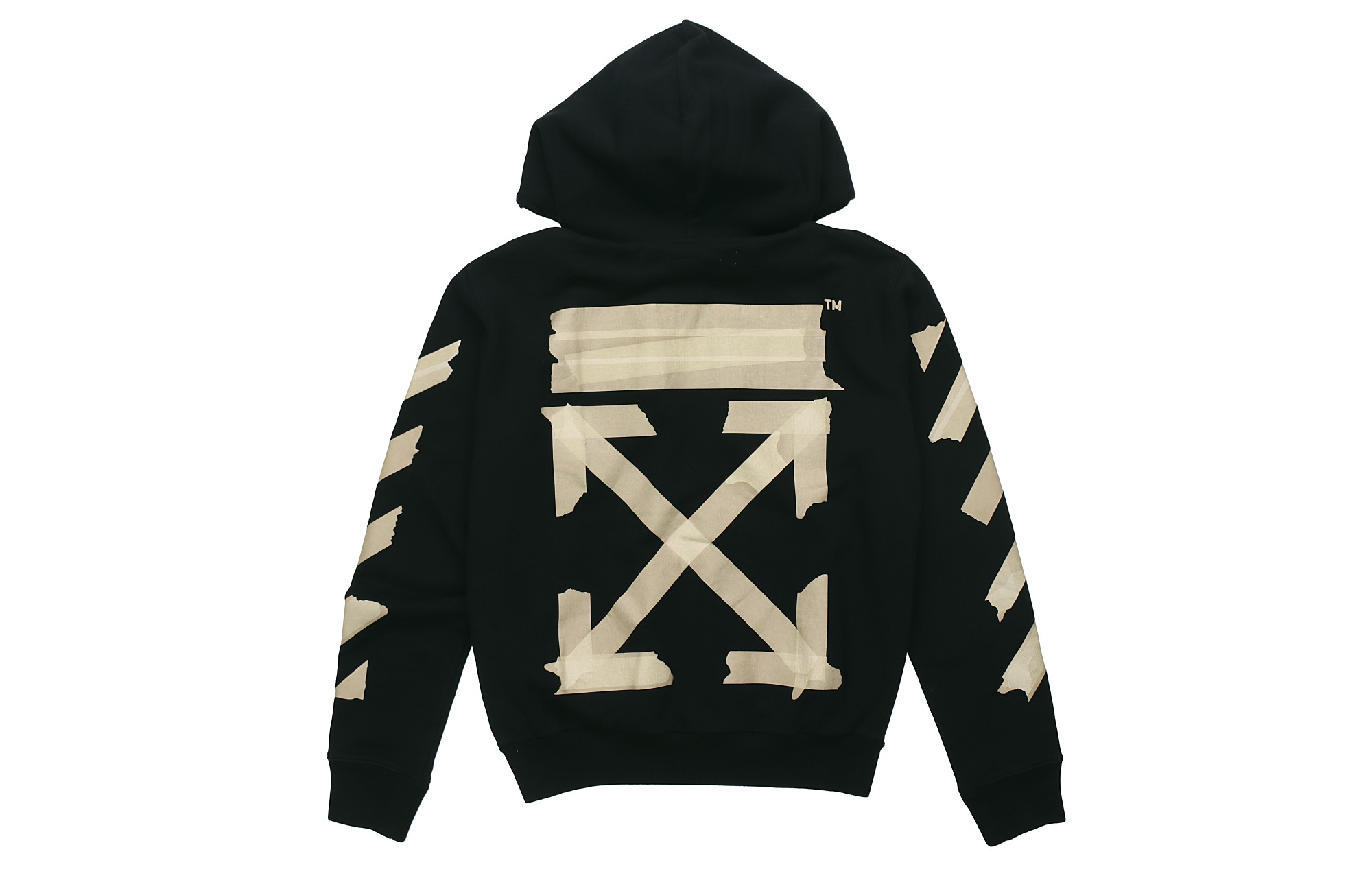 Lookbook OFF-WHITE SS20 Hoodie Hitam Gold Tape Arrow Print OMBE001R20E300021048