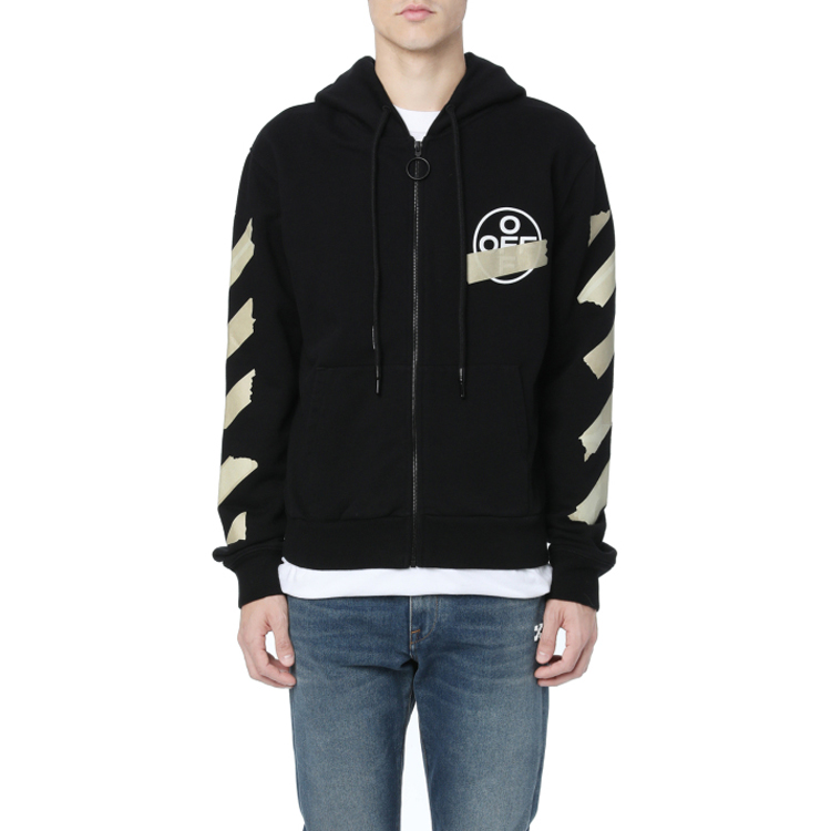 Details for OFF-WHITE SS20 Hoodie Hitam Gold Tape Arrow Print OMBE001R20E300021048