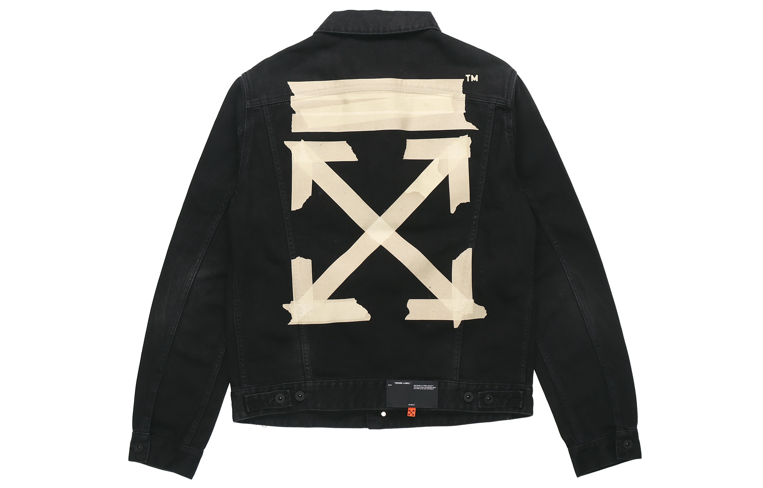 OFF-WHITE SS20 Gold Tape Arrows Classic Denim Logo Jacket for Men OMYE005R20E540021048
