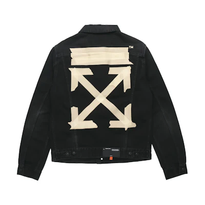 OFF-WHITE SS20 Gold Tape Arrows Classic Denim Logo Jacket for Men OMYE005R20E540021048
