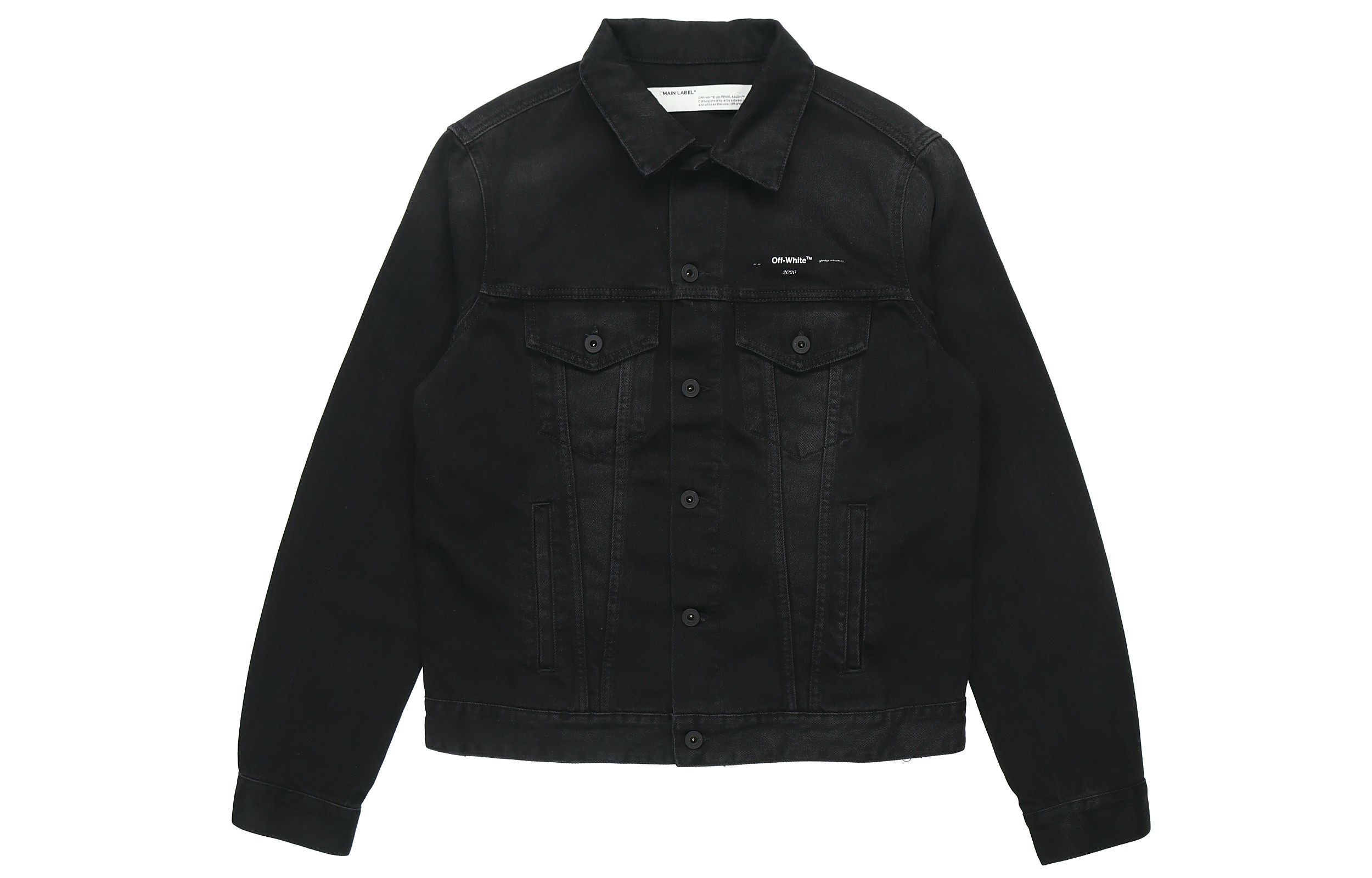 Lookbook オフホワイト SS20 ゴールドテープアロー クラシックデニムロゴジャケット メンズ OMYE005R20E540021048