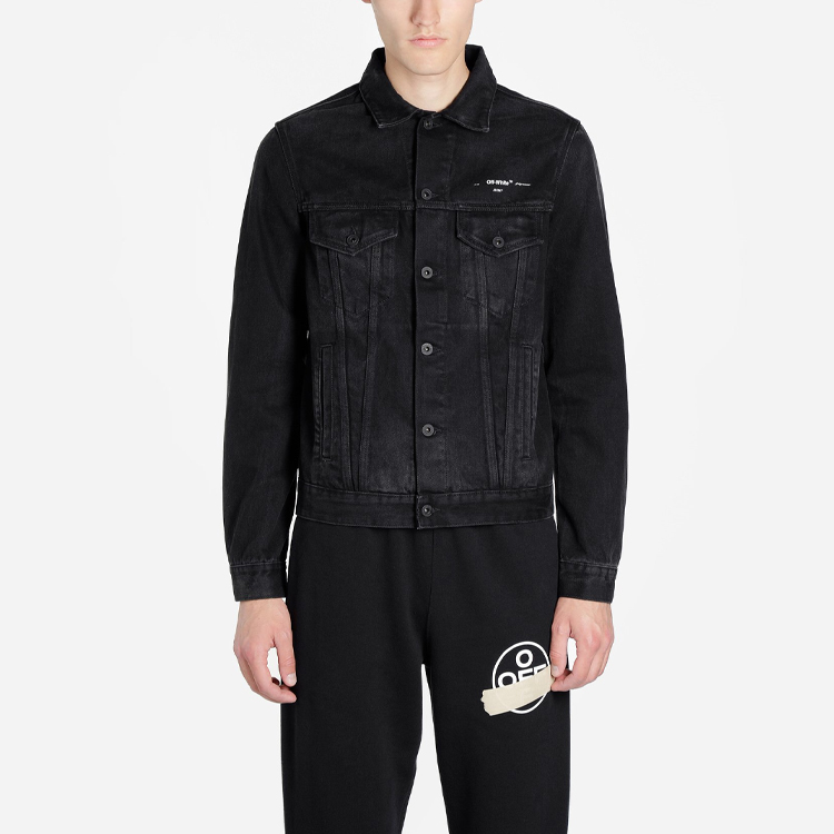 Shop オフホワイト SS20 ゴールドテープアロー クラシックデニムロゴジャケット メンズ OMYE005R20E540021048
