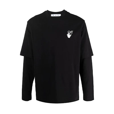 OFF-WHITE SS20 Gradient Arrow Long Sleeve Layered Tee Black . OMAB066F21JER0041084