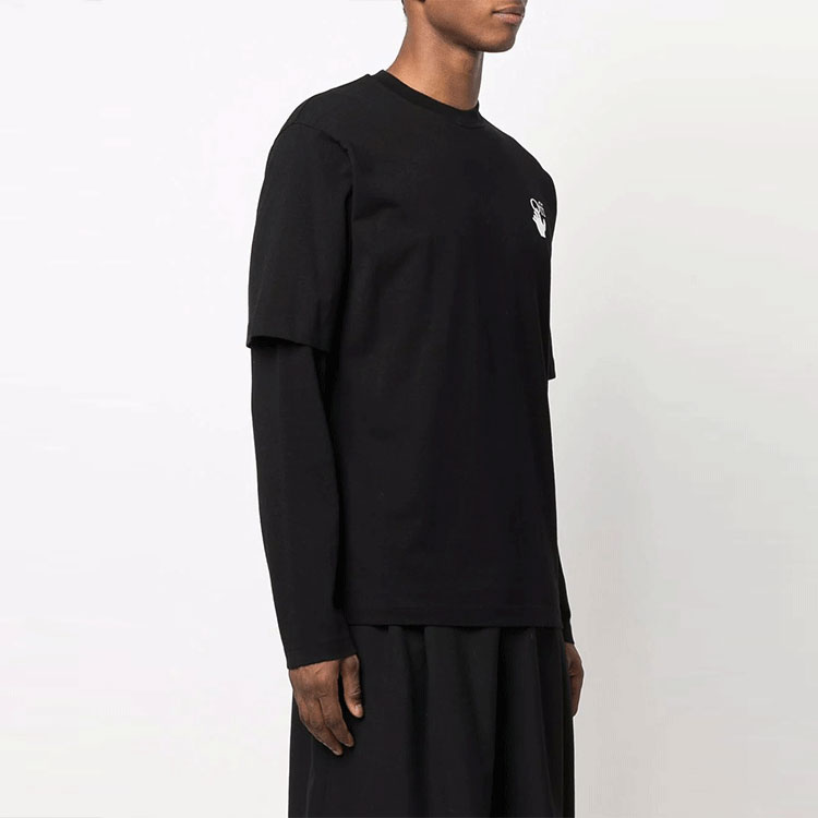 Shop OFF-WHITE SS20 渐变箭头长袖叠层T恤 黑色 OMAB066F21JER0041084