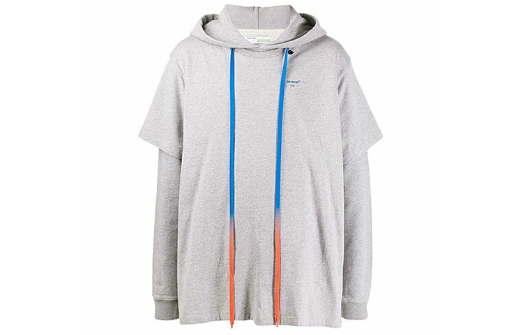 OFF-WHITE SS20 Gray Arrow Print Drawstring Layered Hoodie OMAB033F191850100730 圖 3