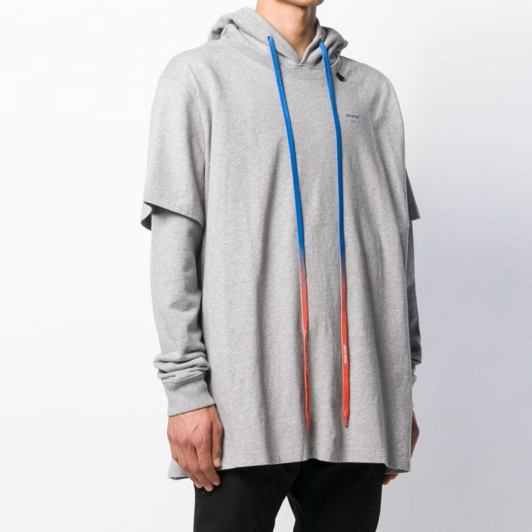 OFF-WHITE SS20 Gray Arrow Print Drawstring Layered Hoodie OMAB033F191850100730 圖 4