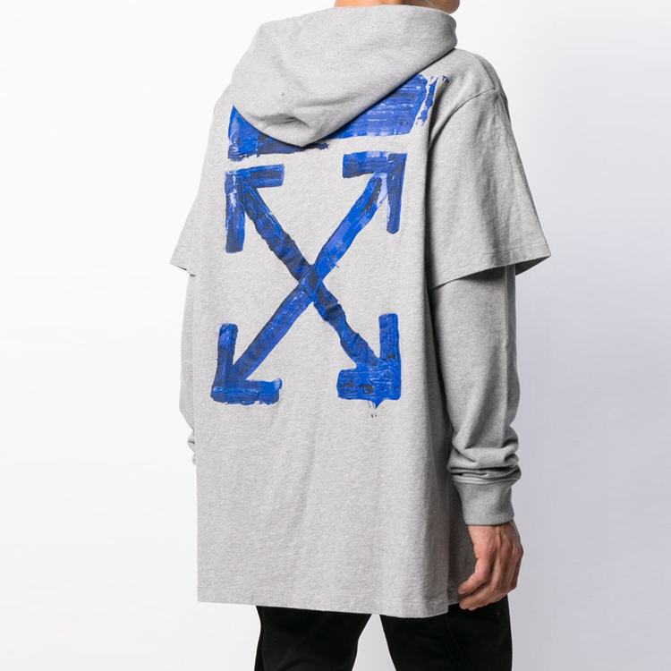 OFF-WHITE SS20 Gray Arrow Print Drawstring Layered Hoodie OMAB033F191850100730 圖 5