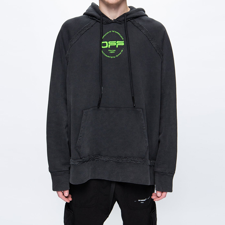 OFF-WHITE SS20 Incompiuto Hand Logo Graffiti Print Hoodie Black OMBB057R20E300131088 圖 4