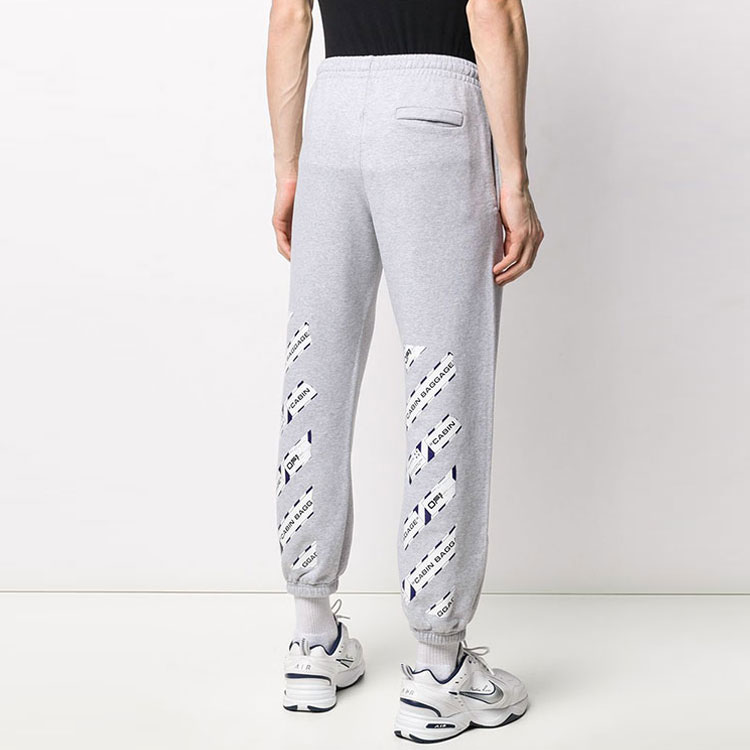 Shop OFF-WHITE SS20 Logo Printed Jogger Sweatpants Men Light Grey OMCH022S20E300030788