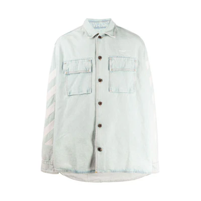 OFF-WHITE SS20 Printed Denim Jacket Blue Fashion Outerwear OMYD017R203860187101