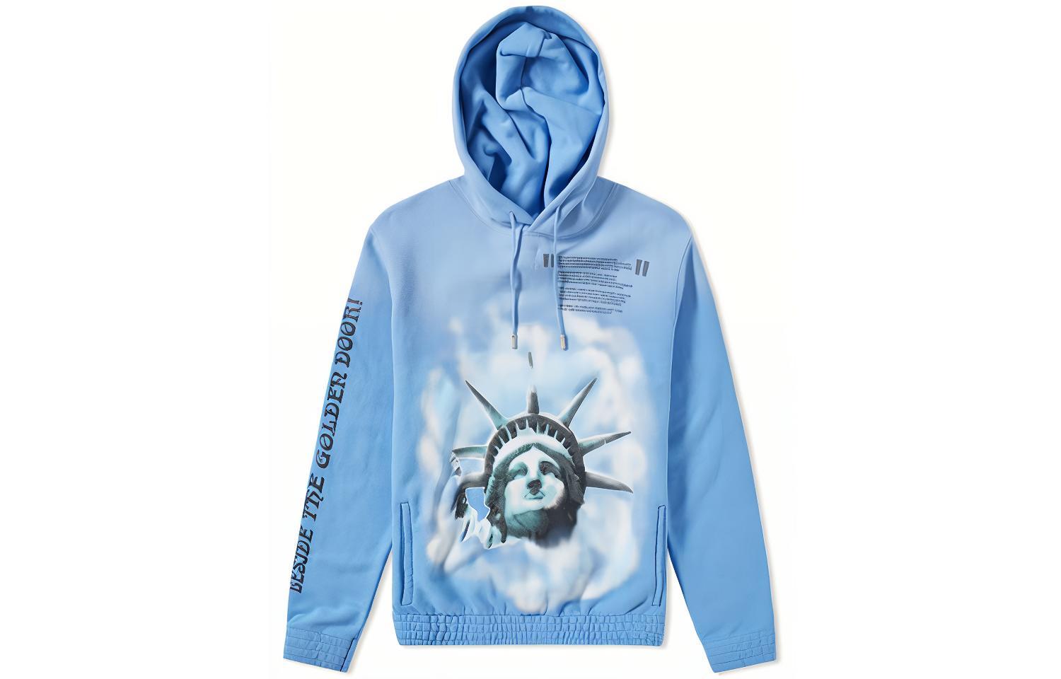 OFF-WHITE SS20 Statue of Liberty Long Sleeve Sweatshirt Blue Mens OMBB034E181920153199