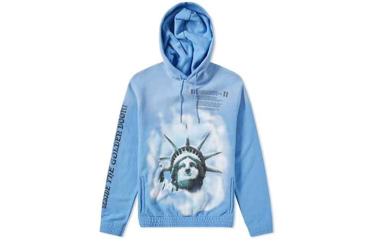 Order OFF-WHITE SS20 Sweatshirt Lengan Panjang Liberty Biru Lelaki OMBB034E181920153199