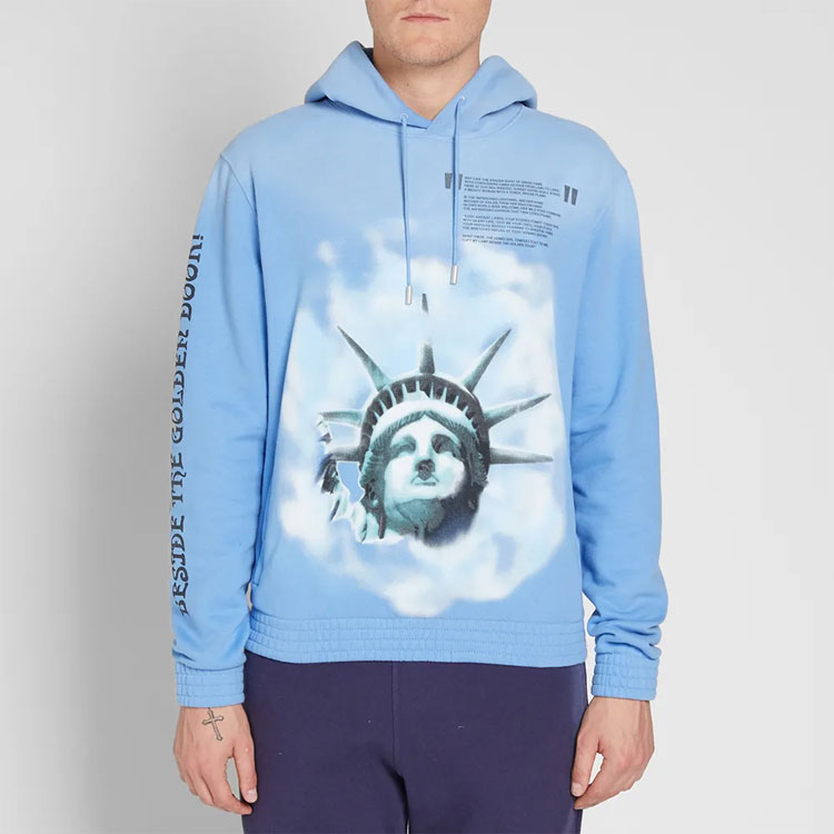 Lookbook OFF-WHITE SS20 Sweatshirt Lengan Panjang Liberty Biru Lelaki OMBB034E181920153199