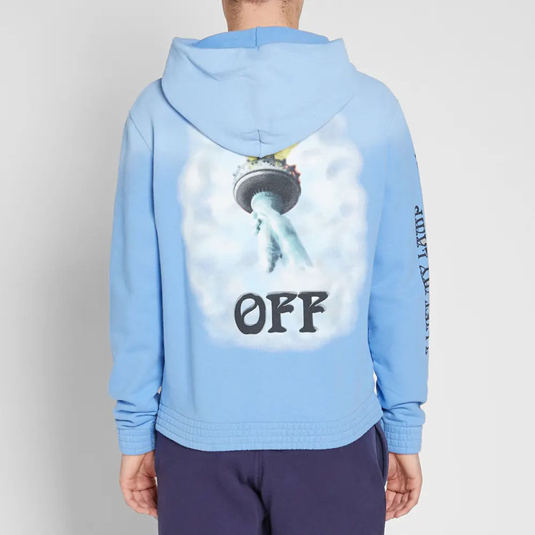Shop OFF-WHITE SS20 Sweatshirt Lengan Panjang Liberty Biru Lelaki OMBB034E181920153199