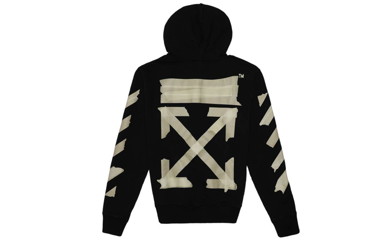 Order Hoodie Lelaki OFF-WHITE SS20 Tape Arrow Print Classic Hitam. OMBE001G20FLE0021048