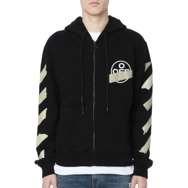 Shop Hoodie Lelaki OFF-WHITE SS20 Tape Arrow Print Classic Hitam. OMBE001G20FLE0021048