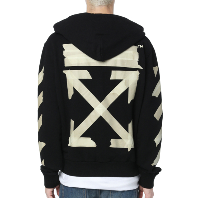 Purchase Hoodie Lelaki OFF-WHITE SS20 Tape Arrow Print Classic Hitam. OMBE001G20FLE0021048