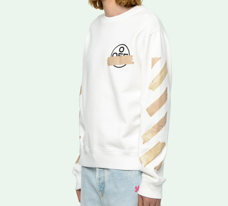 Purchase Sudadera Blanca OFF-WHITE SS20 Tape Arrows Logo Manga Larga Crewneck. OMBA025R20E300020148