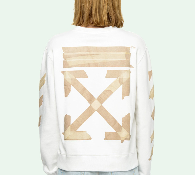 Details for Sudadera Blanca OFF-WHITE SS20 Tape Arrows Logo Manga Larga Crewneck. OMBA025R20E300020148