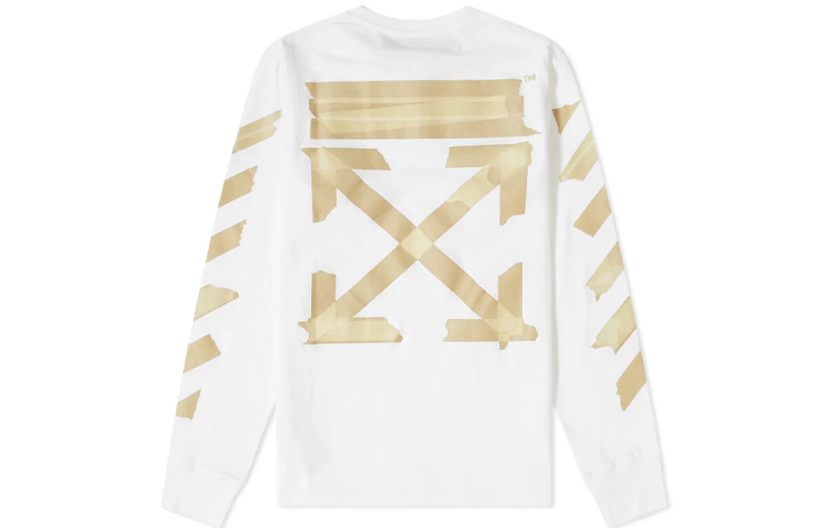 OFF-WHITE SS20 Tape Arrows Long Sleeve White Tee for Men OMAB001R201850020148