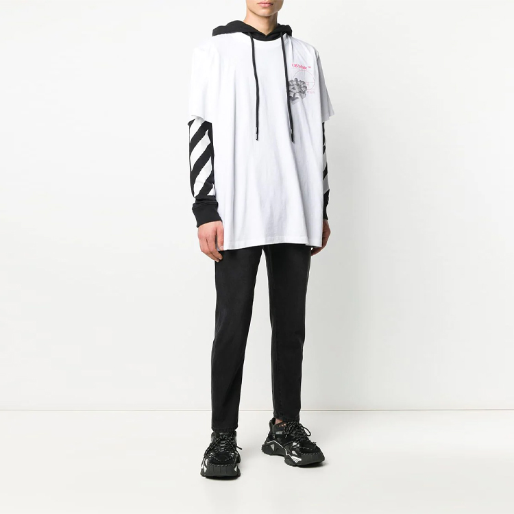 Lookbook Off-White SS20 White Arm Print Double-Layer Hoodie Loose Fit OMAB033R201850120188