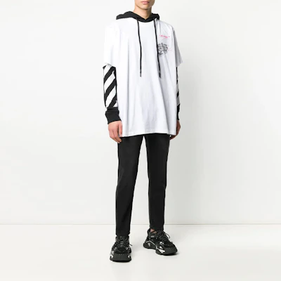 Off-White SS20 White Arm Print Double-Layer Hoodie Loose Fit OMAB033R201850120188 Lookbook Off-White SS20 White Arm Print Double-Layer Hoodie Loose Fit OMAB033R201850120188