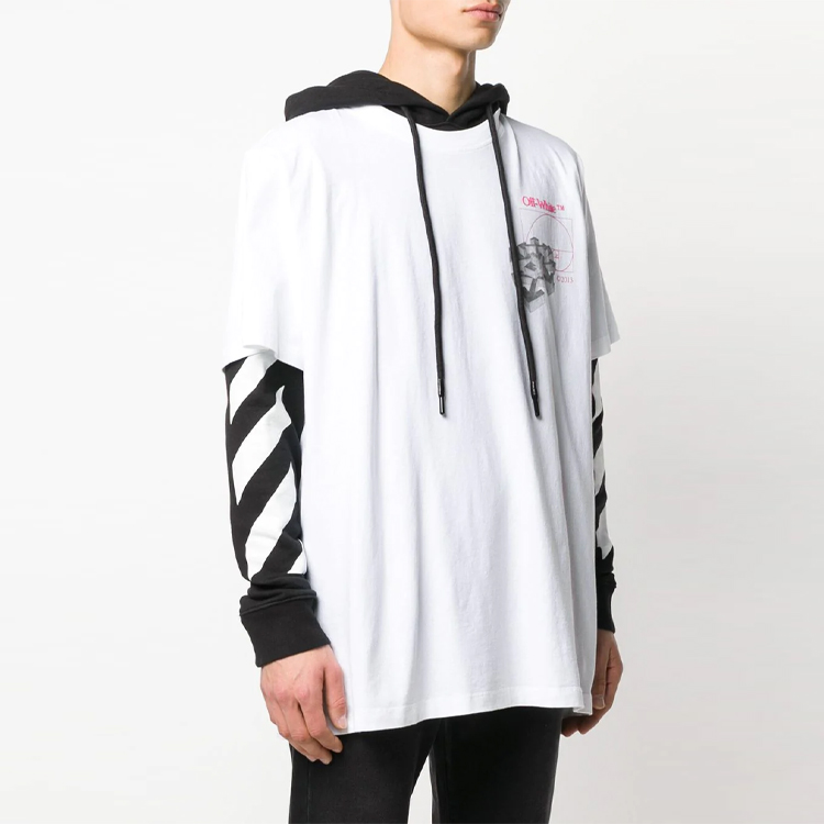 Purchase Off-White SS20 White Arm Print Double-Layer Hoodie Loose Fit OMAB033R201850120188