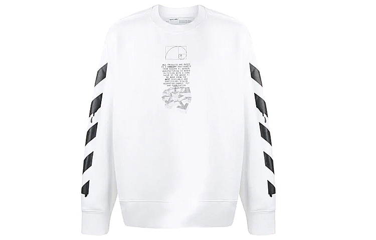 Off-White SS20 White Cotton Arrow Long-Sleeve Sweatshirt OMBA037R20E300050110