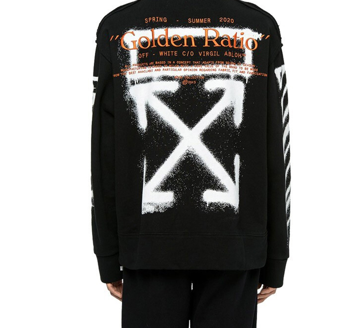 Cheap OFF-WHITE SS20 白色塗鴉黑色長袖衛衣 OMBA037R20E300091001