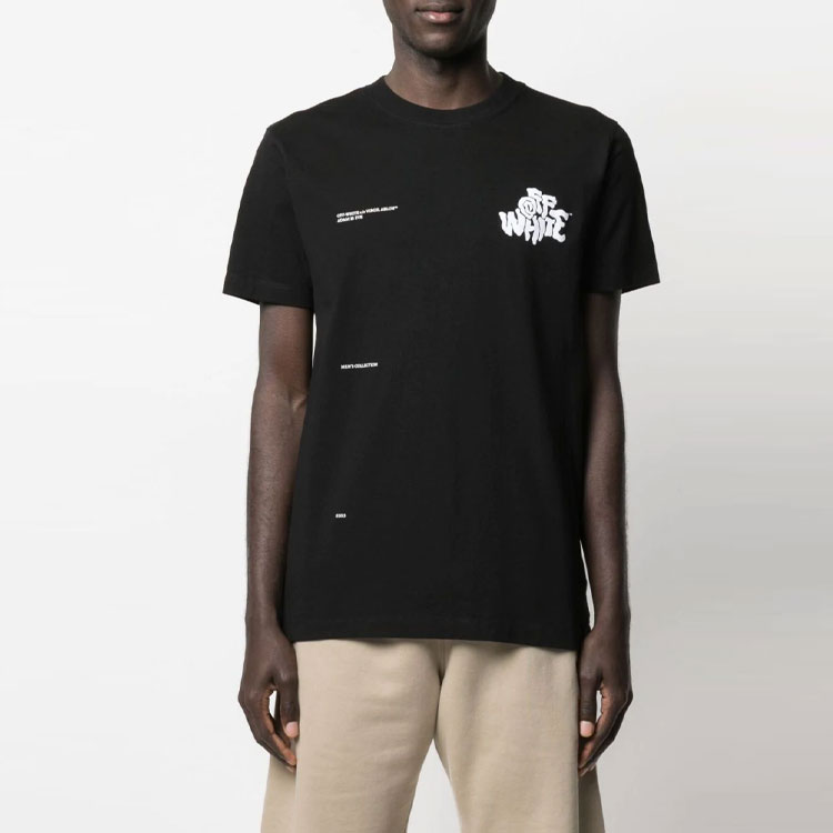 OFF-WHITE SS21 Adam Is Eve Logo Printed Black Crewneck T-Shirt Mens Regular Fit. OMAA027S21JER0141001 圖 3