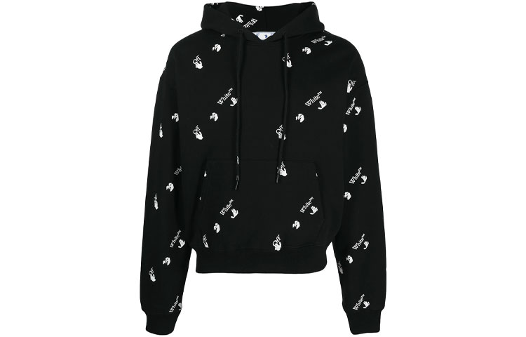 Off-White SS21 All-Over Logo Hoodie Black () OMBB037R21FLE0081001
