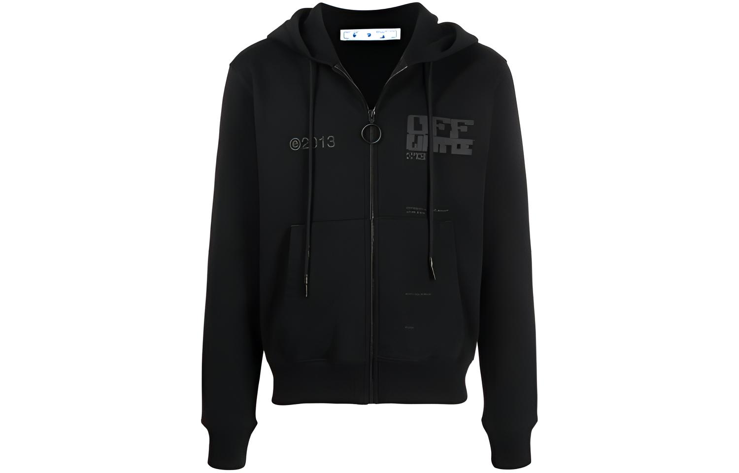 Off-White SS21 Arrows Print Zip-Up Hoodie Jacket Black OMBE001S21FLE0031010