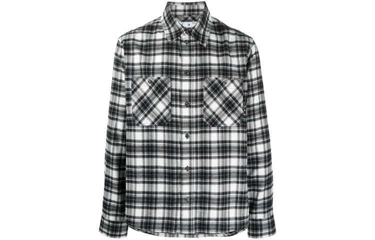OFF-WHITE SS21 Black Checkered Long Sleeve Shirt OMGA133R21FAB0021000
